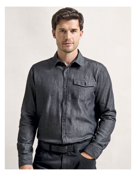 PRE-PR222-Mens Jeans Stitch Denim Shirt 2